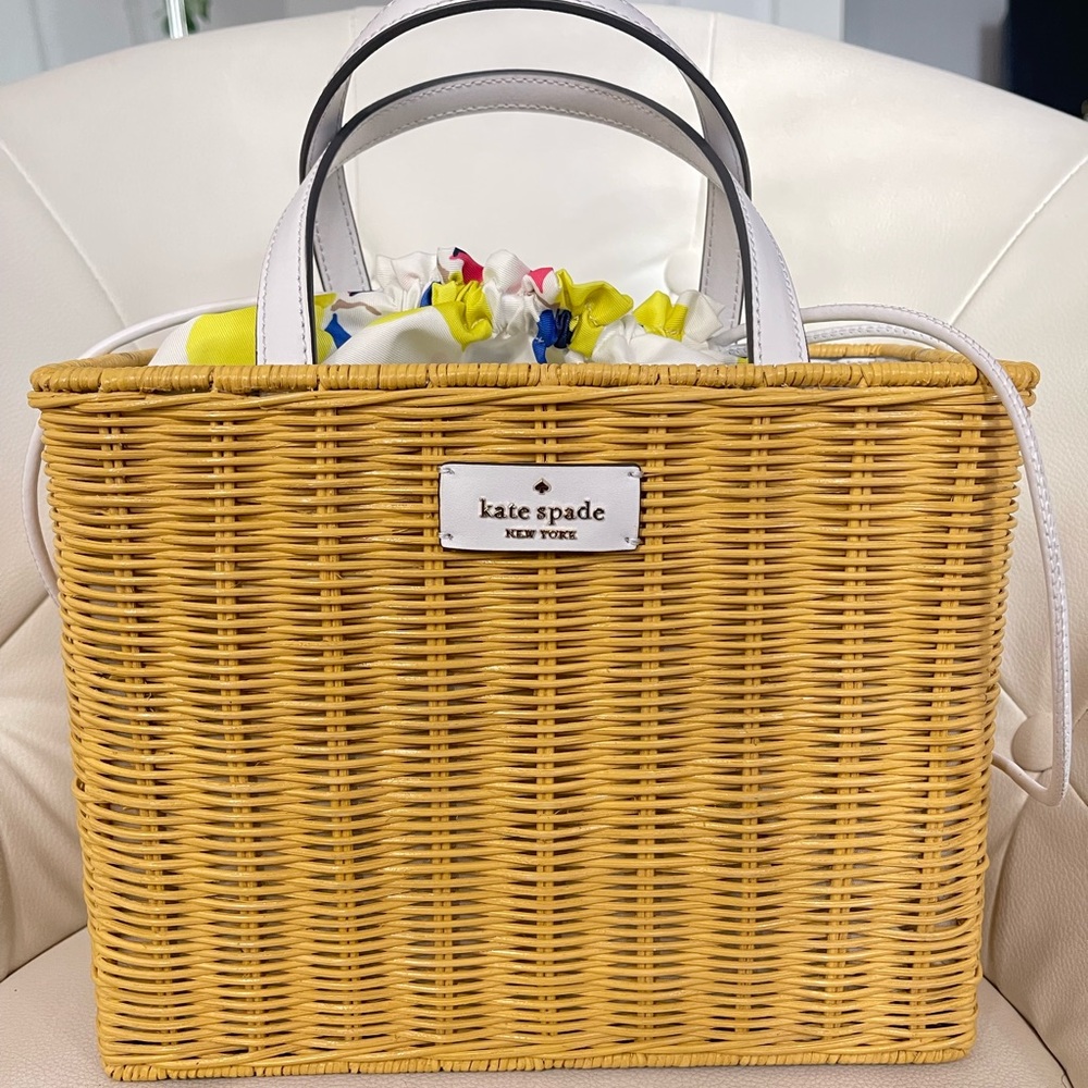 Kate Spade Sam Wicker Lemon Zest Multi Medium Satchel